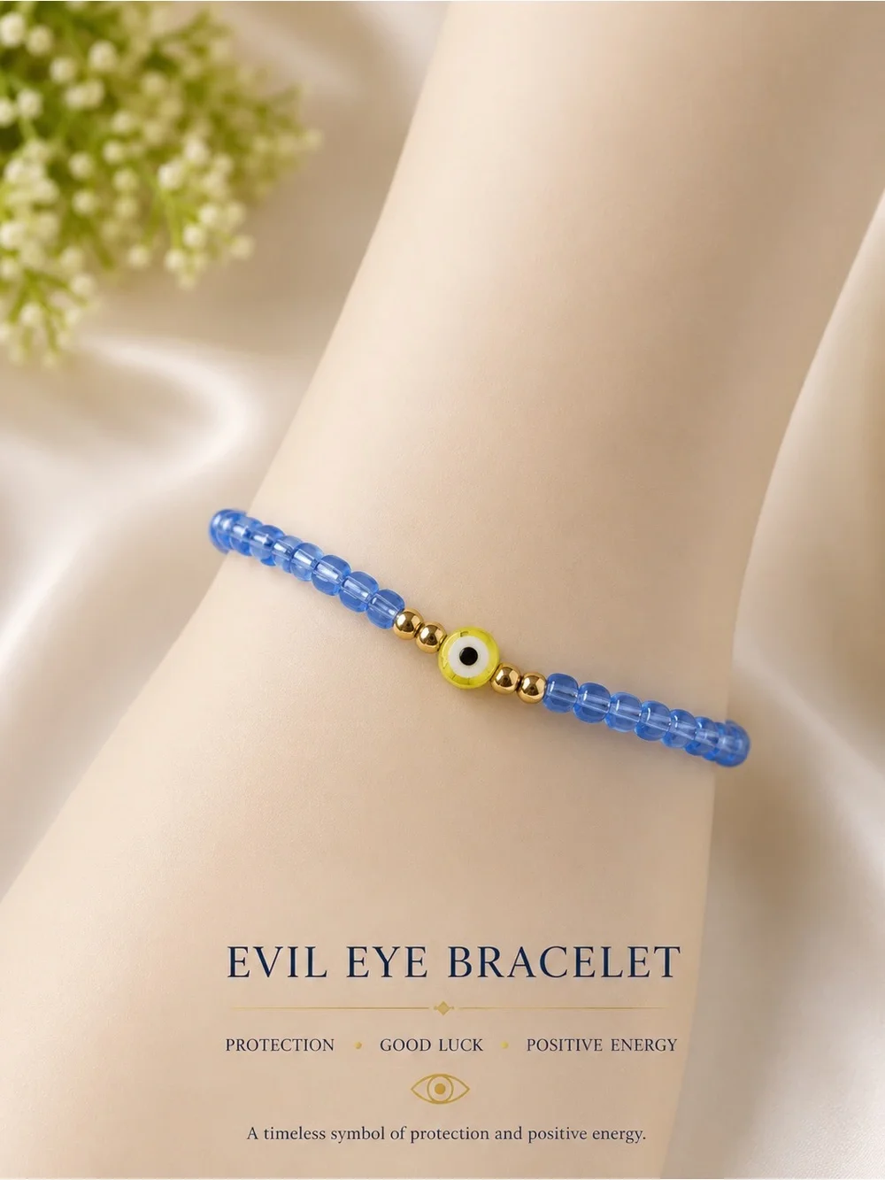 Blue Evil Eye Beaded Bracelet - Protection & Good Luck #07